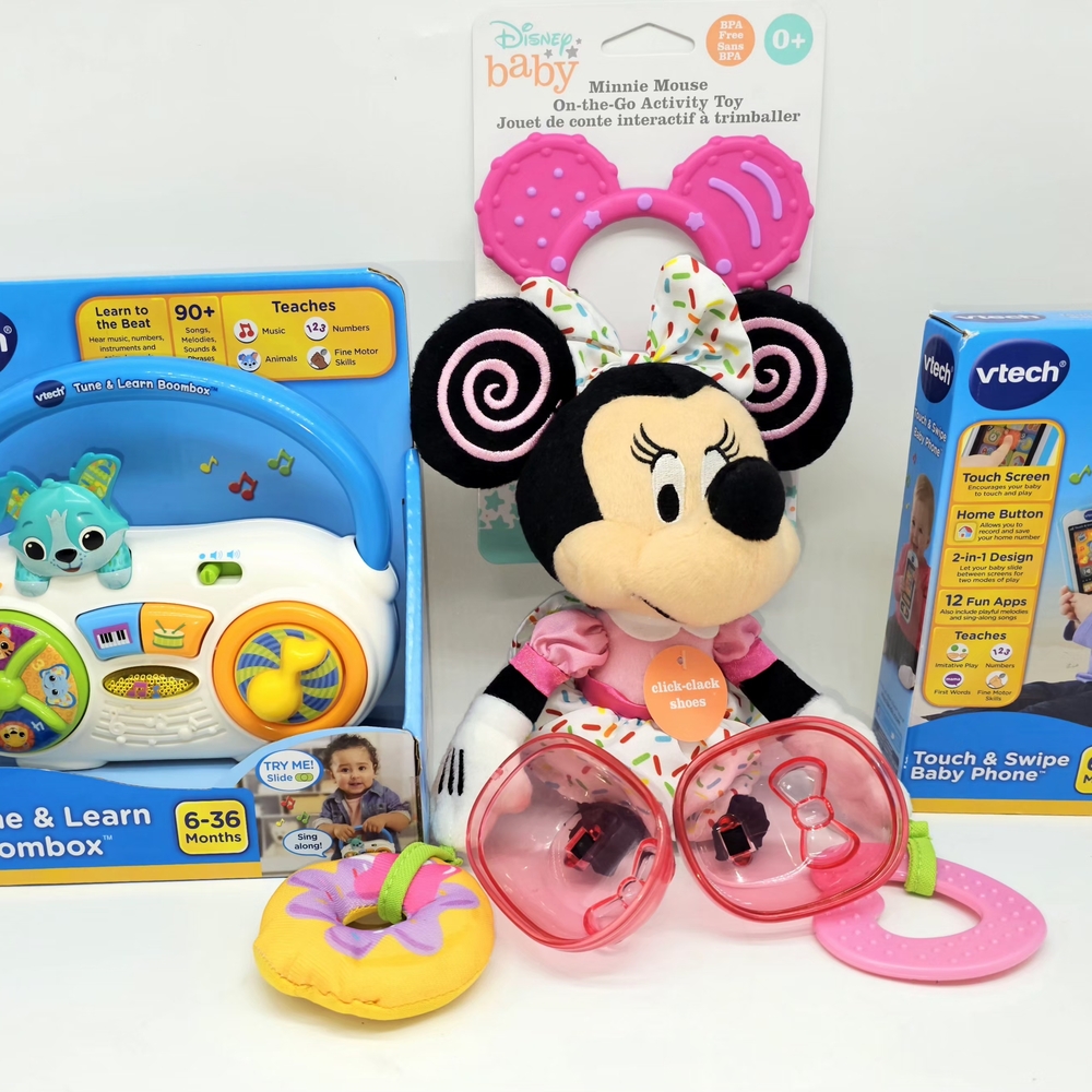 Vtech & Disney Baby Learning Toy Lot - Boombox, Phone & Minnie Activity Toy